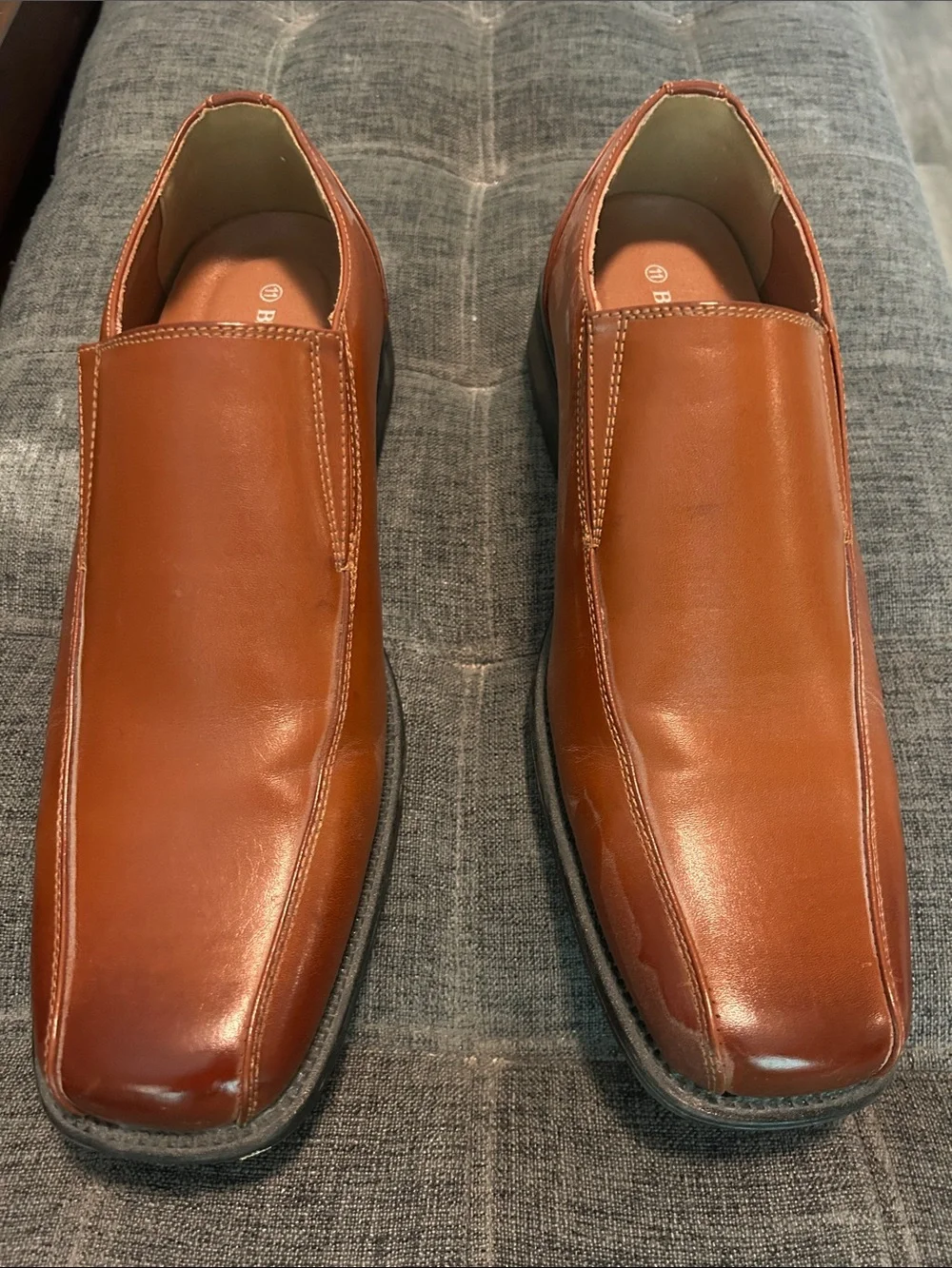Bruno Marc Tan Leather Slip-On Loafers